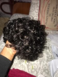 #1B Natural Color Human Hair Curly Wig T Part Pixie Cut Wigs photo review