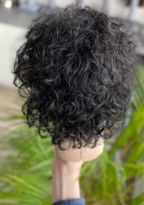 #1B Natural Color Human Hair Curly Wig T Part Pixie Cut Wigs photo review
