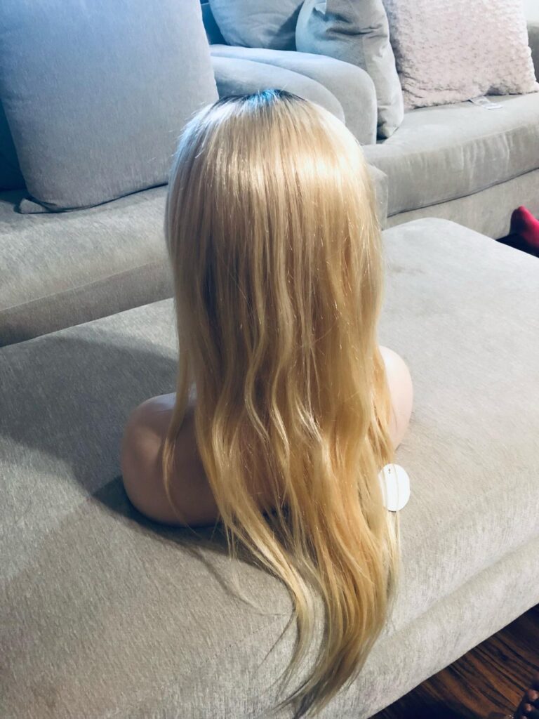 Black Root 1b/613 Ombre Virgin Human Hair Lace Front Wigs Silky Straight photo review