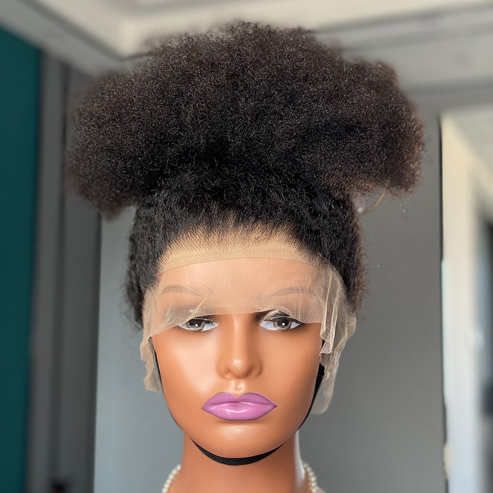 Afro Kinky Curly 360 Lace Frontal Wig Afro Human Hair Wig for Black Women - Image 2