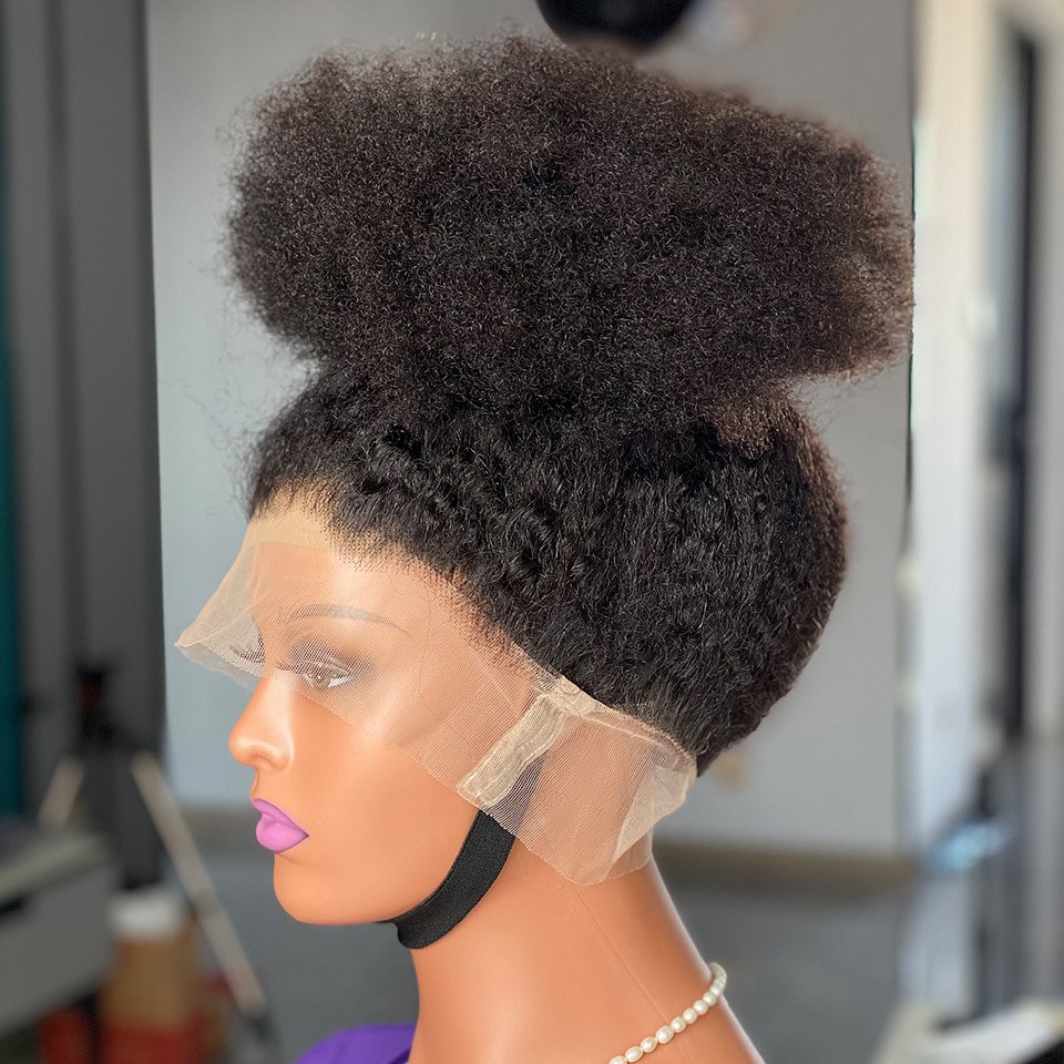 Afro Kinky Curly 360 Lace Frontal Wig Afro Human Hair Wig for Black Women - Image 4