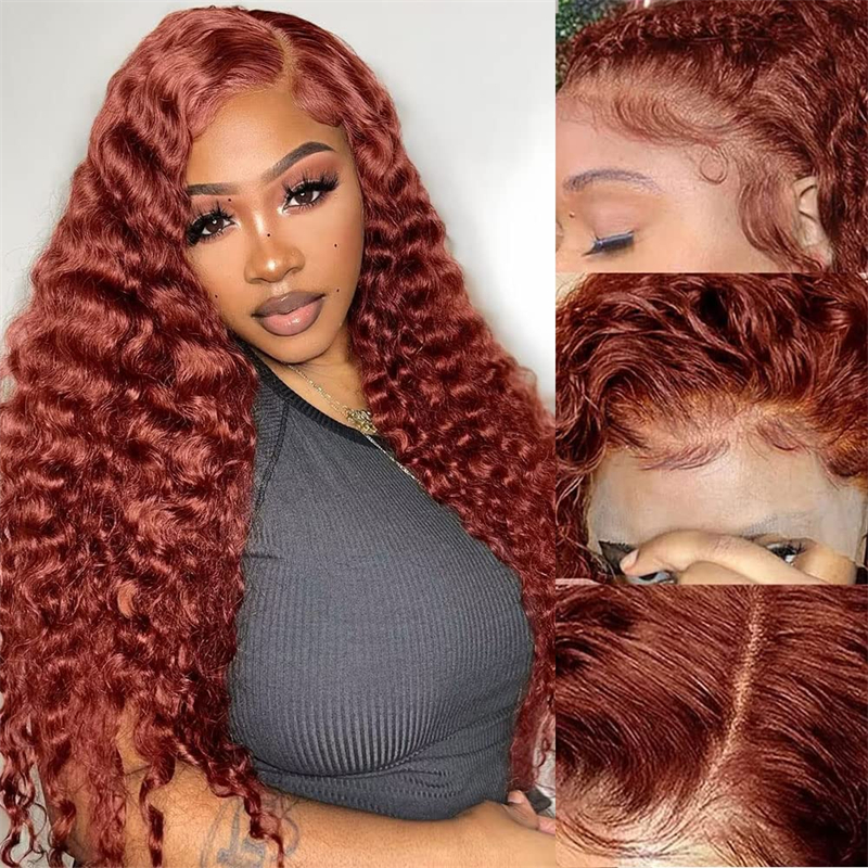 #33 Reddish Brown 13x4 Transparent Lace Front Deep Wave Season Vibe Wig - Image 2