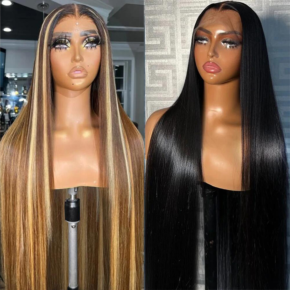 300% Density Double Drawn Bone Straight 13x4 HD Transparent Lace Full Frontal Wig