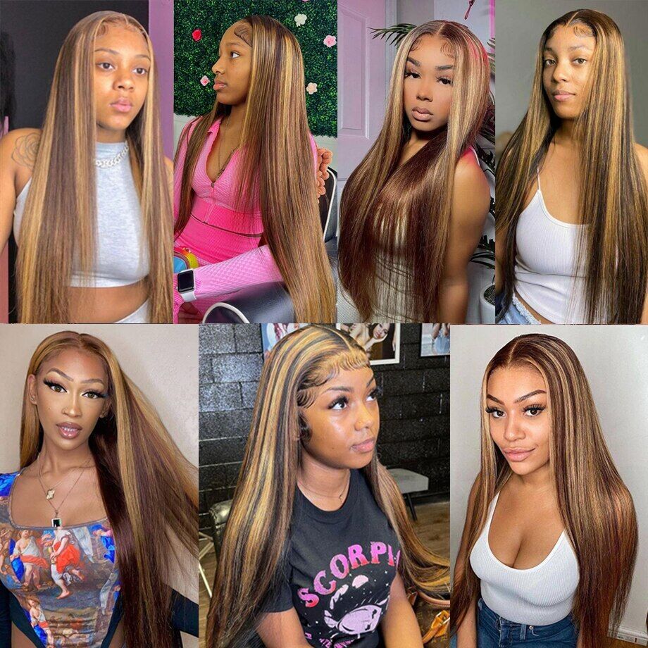 300% Density Double Drawn Bone Straight 13x4 HD Transparent Lace Full Frontal Wig - Image 10