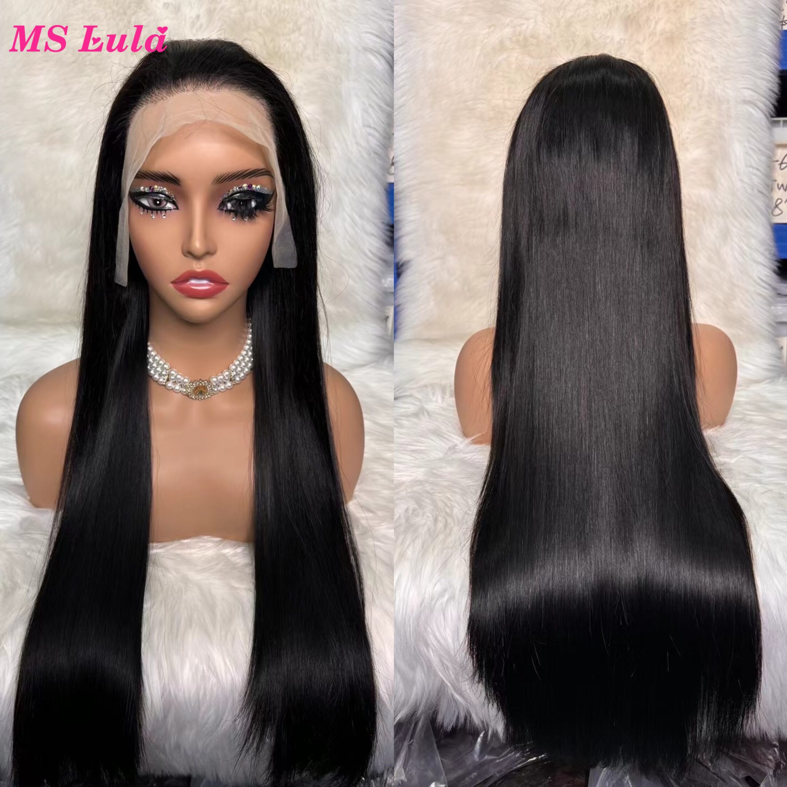300% Density Double Drawn Bone Straight 13x4 HD Transparent Lace Full Frontal Wig - Image 11