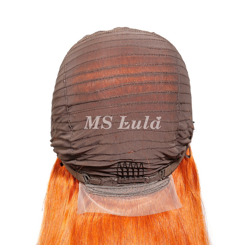 Orange Ginger Color Human Hair T-Part Lace Wig Silky Straight - Image 8
