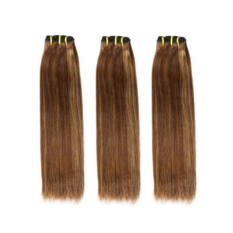 Piano Color #4/27 Double Drawn Virgin Human Hair Straight Bundles With 4x4 Lace Closure - Image 4