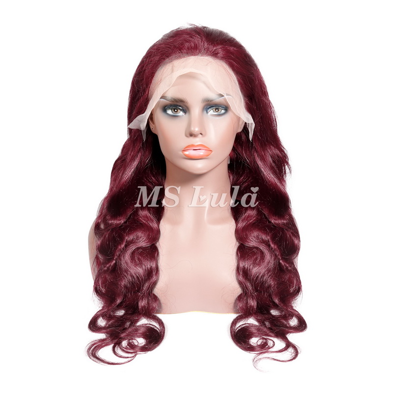 Burgundy Color #99j Human Hair Body Wave 13X4 Lace Front Wigs - Image 2