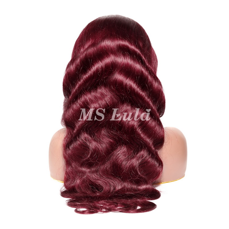 Burgundy Color #99j Human Hair Body Wave 13X4 Lace Front Wigs - Image 3