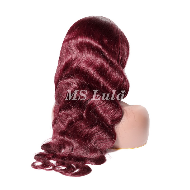 Burgundy Color #99j Human Hair Body Wave 13X4 Lace Front Wigs - Image 4
