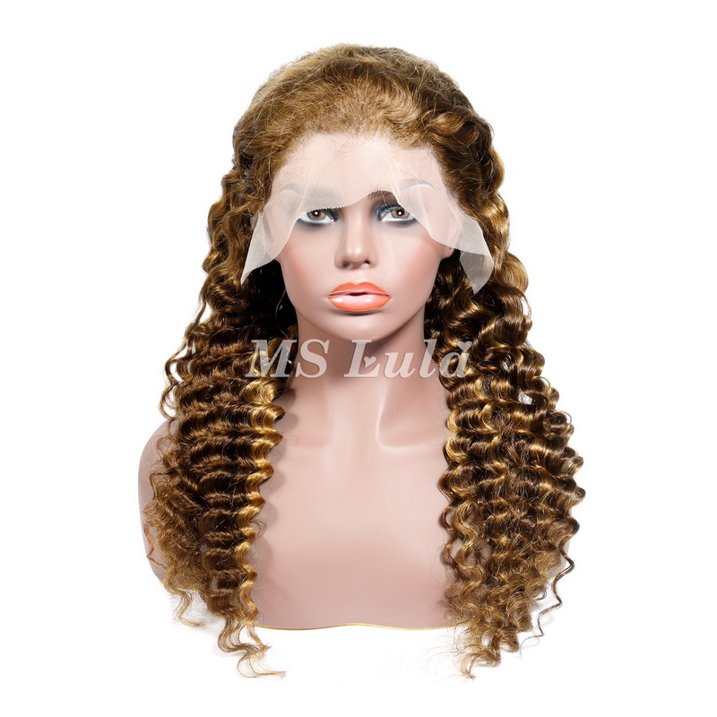 Deep Wave Honey Blonde Highlight #4/27 Lace Front Wig - Image 2