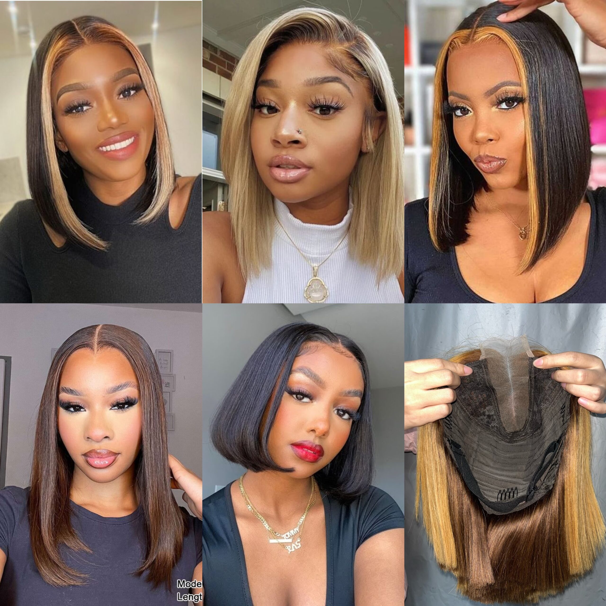 2x6 Colored Straight BOB Lace Closure Wig Double Drawn Virgin Human Hair Wig