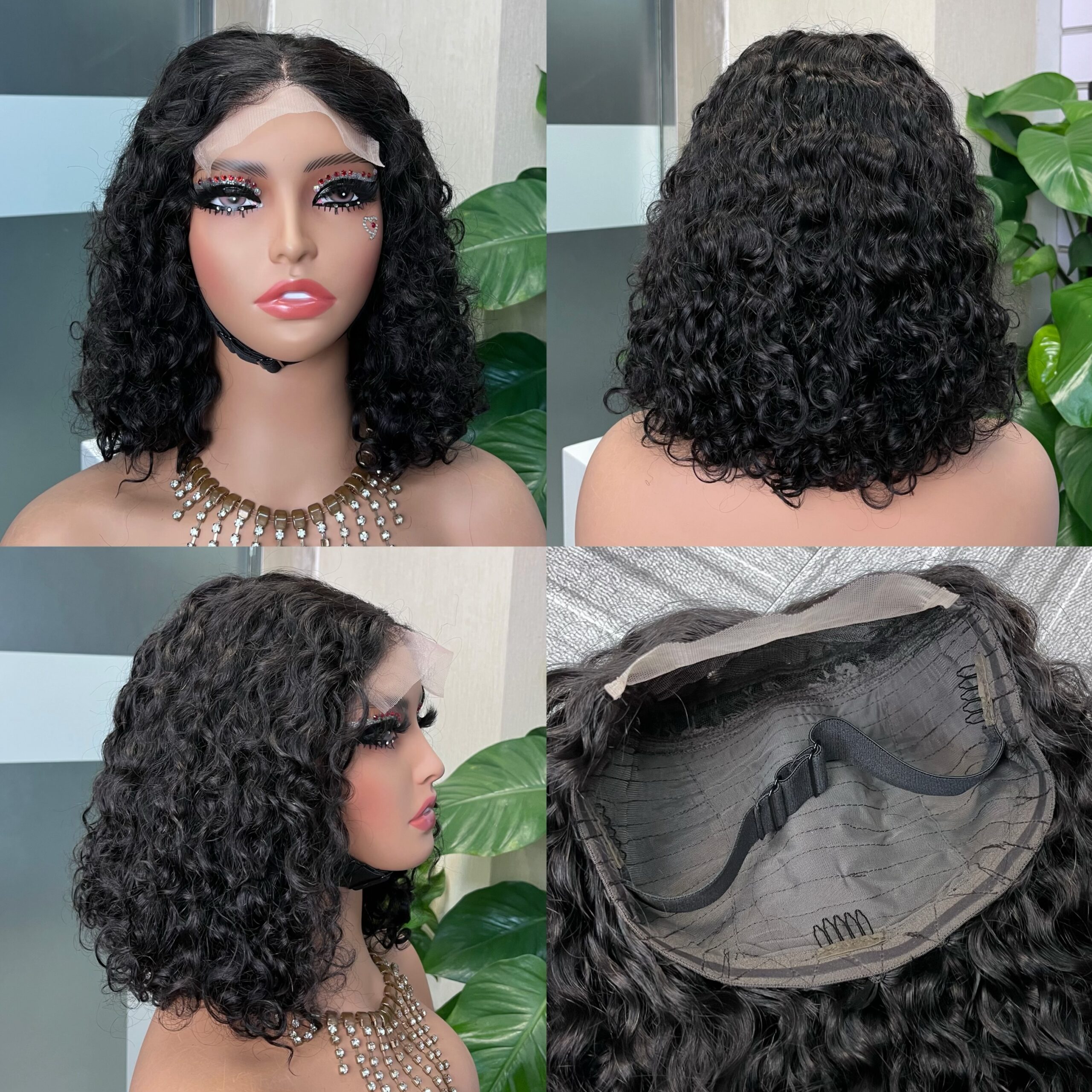 Water Wave 5x5 Double Drawn Transparent Lace Closure Bob Wig - Image 2