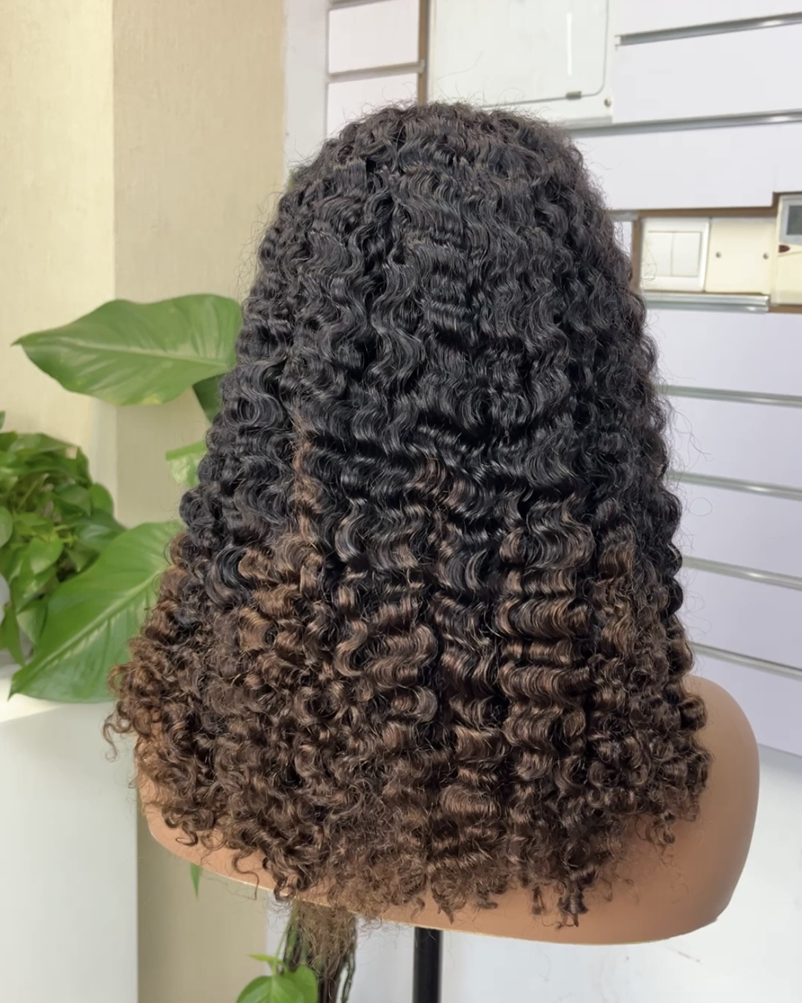 Ombre 5x5 Glueless Double Drawn Burmese Curl Transparent Lace Closure Wig - Image 2