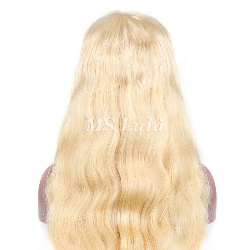 #613 Blonde Human Hair Transparent Lace Body Wave Full Lace Wig - Image 4