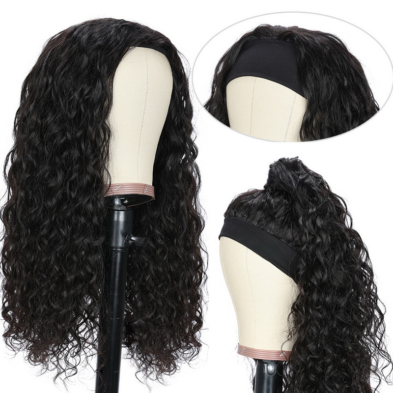 Headband Wig Human Hair Water Wave Wig - Image 4