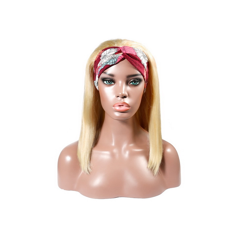 #613 Blonde Color Headband Wig Human Hair Straight Bob Wig - Image 2