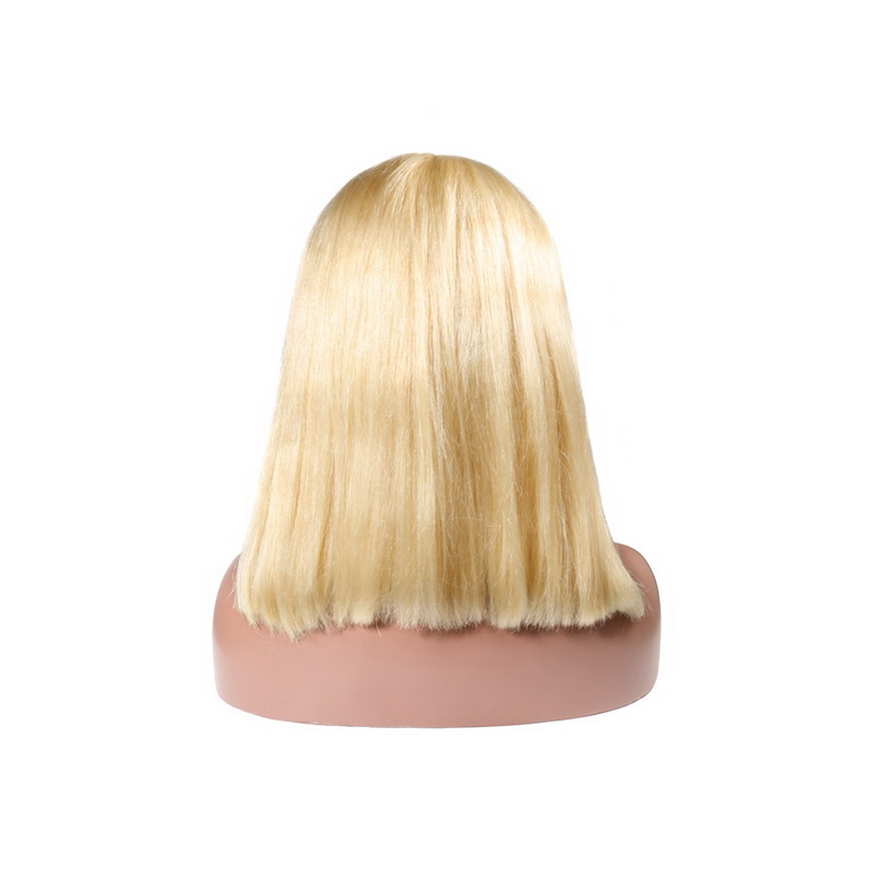 #613 Blonde Color Headband Wig Human Hair Straight Bob Wig - Image 3