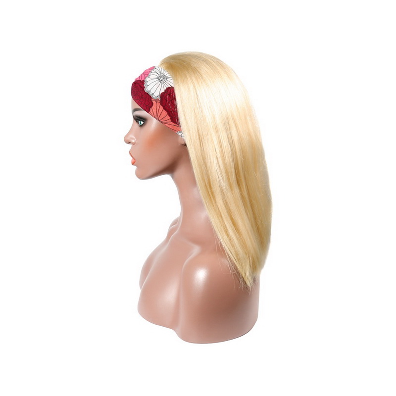 #613 Blonde Color Headband Wig Human Hair Straight Bob Wig - Image 5
