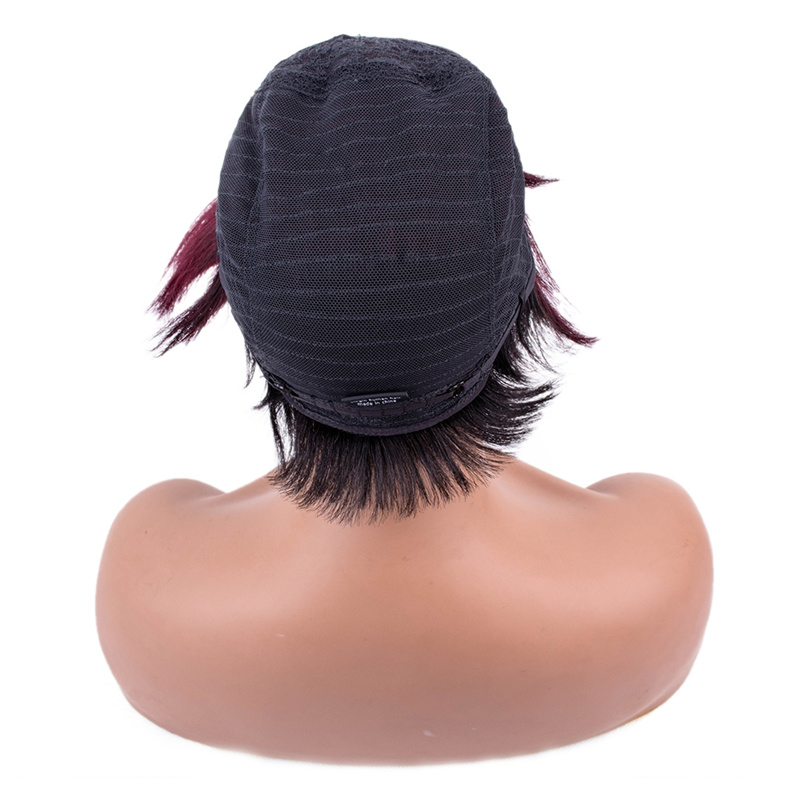 Straight Wine Red Color Machine-made Wig - Image 6