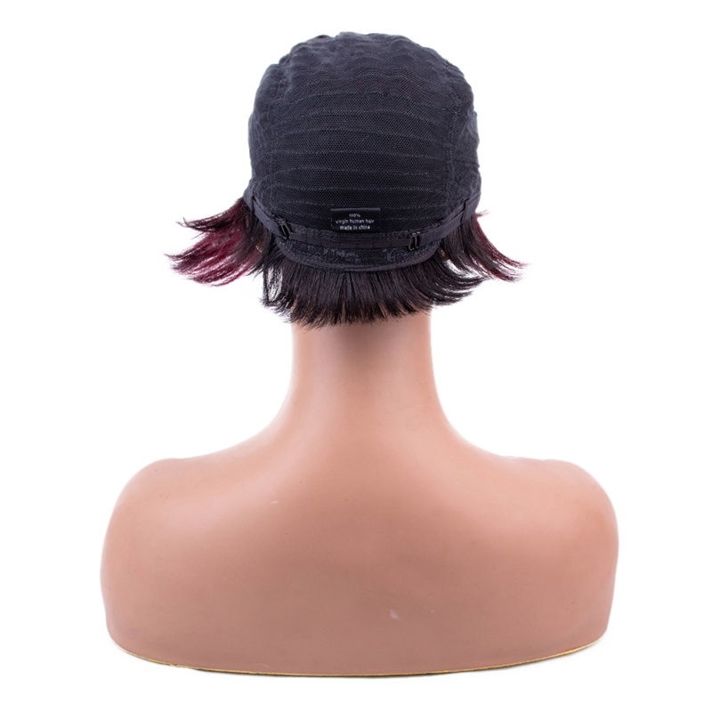 Straight Wine Red Color Machine-made Wig - Image 7