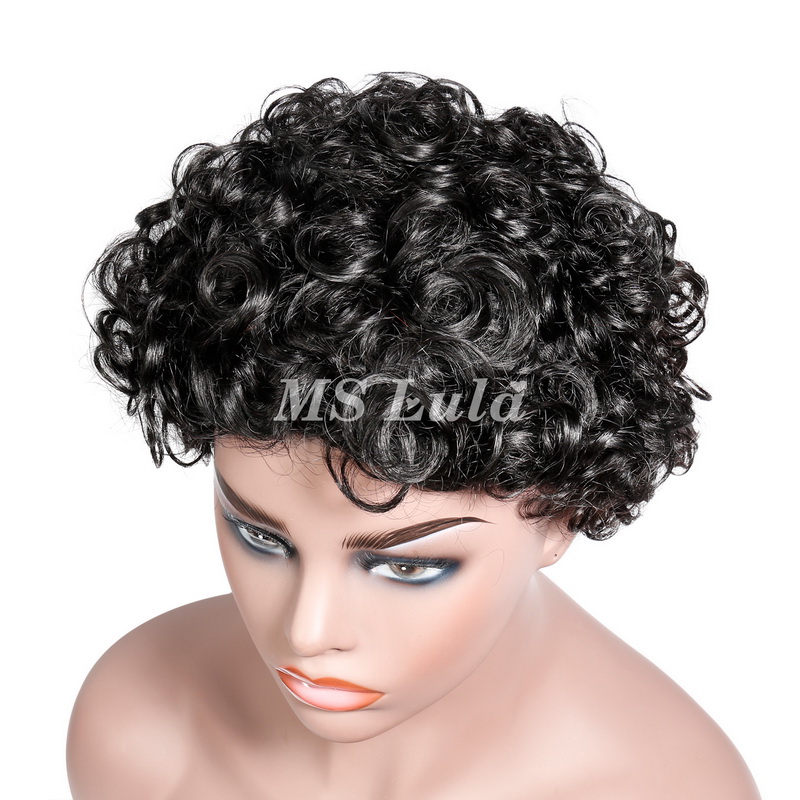 Natural Color Pixie Cut Human Hair Wig Machine-made Wig for Women - Image 12