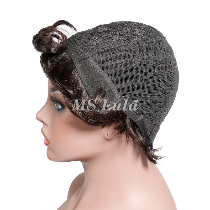 Natural Color Pixie Cut Human Hair Wig Machine-made Wig for Women - Image 14