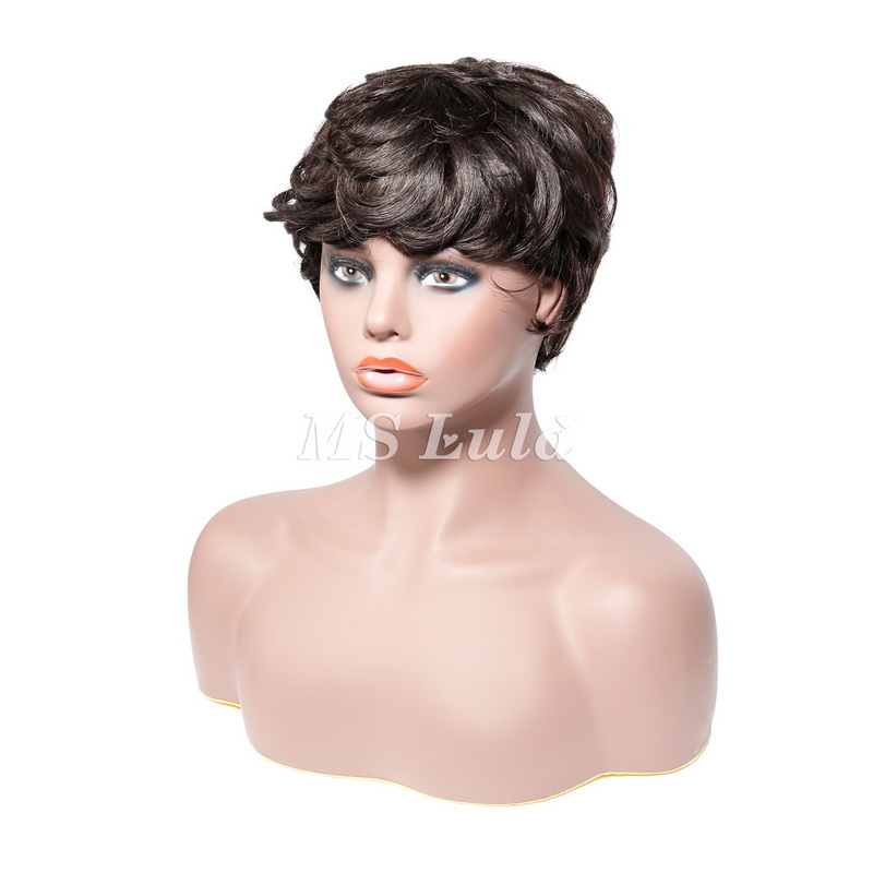 Natural Color Pixie Cut Human Hair Wig Machine-made Wig for Women - Image 3