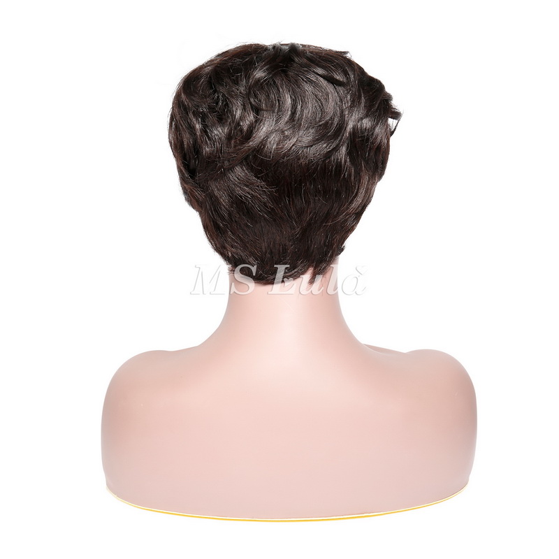 Natural Color Pixie Cut Human Hair Wig Machine-made Wig for Women - Image 4