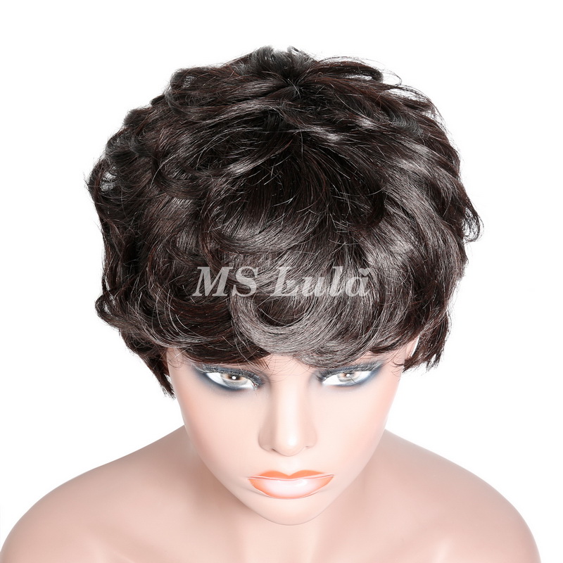 Natural Color Pixie Cut Human Hair Wig Machine-made Wig for Women - Image 5