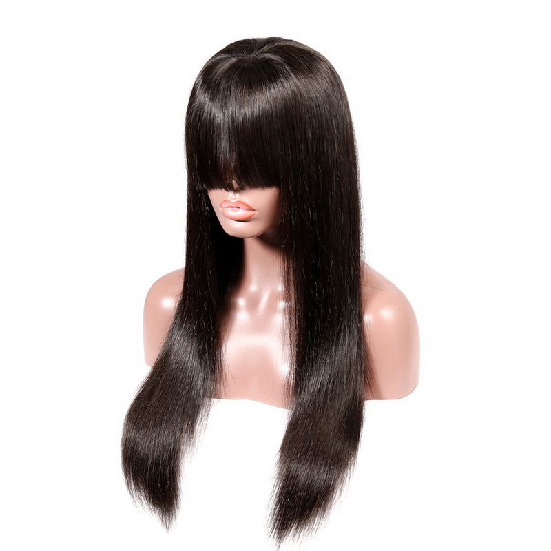 Natural Straight Machine-made Wigs With Bangs(No Lace) - Image 3