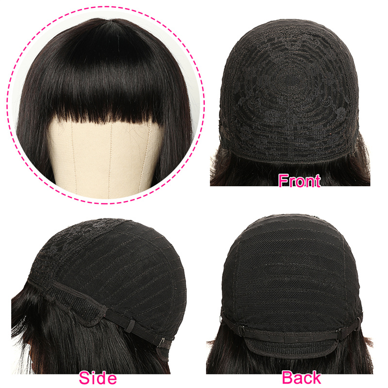 Natural Straight Machine-made Wigs With Bangs(No Lace) - Image 5