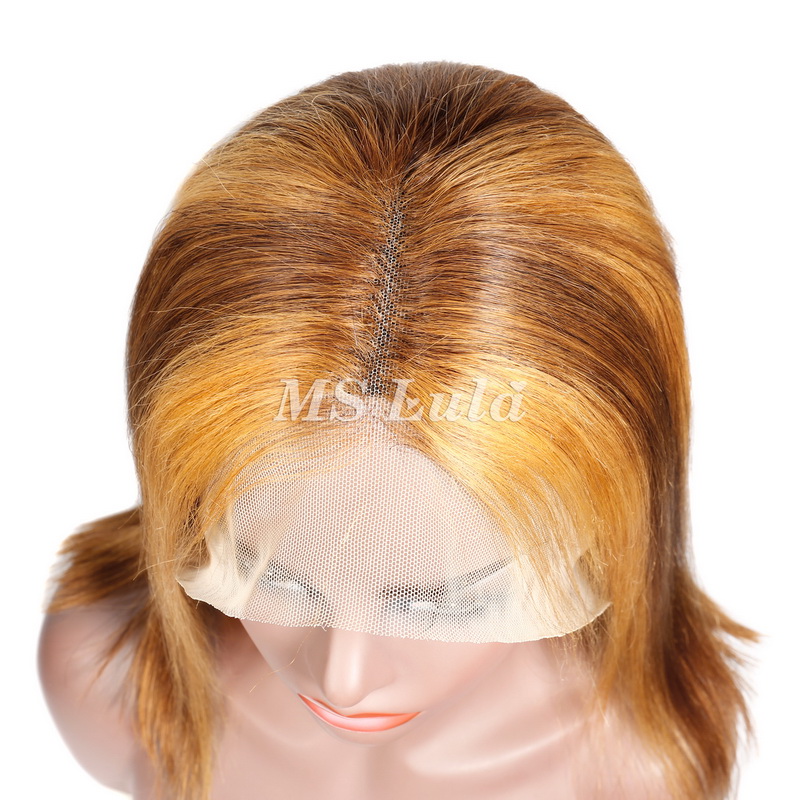 Honey Blonde Highlight #4/27 Straight 13x4 BOB Lace Front Wig (Full Frontal Wig) - Image 7