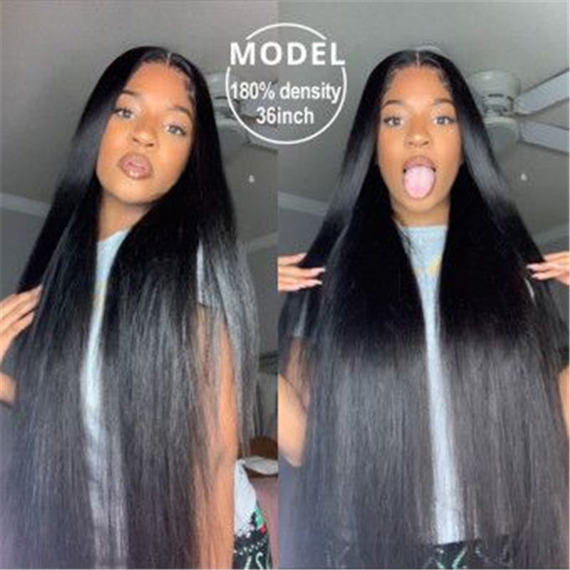 32 34 36 Inch Long Straight 13x4 Transparent Lace Full Frontal Wigs - Image 2