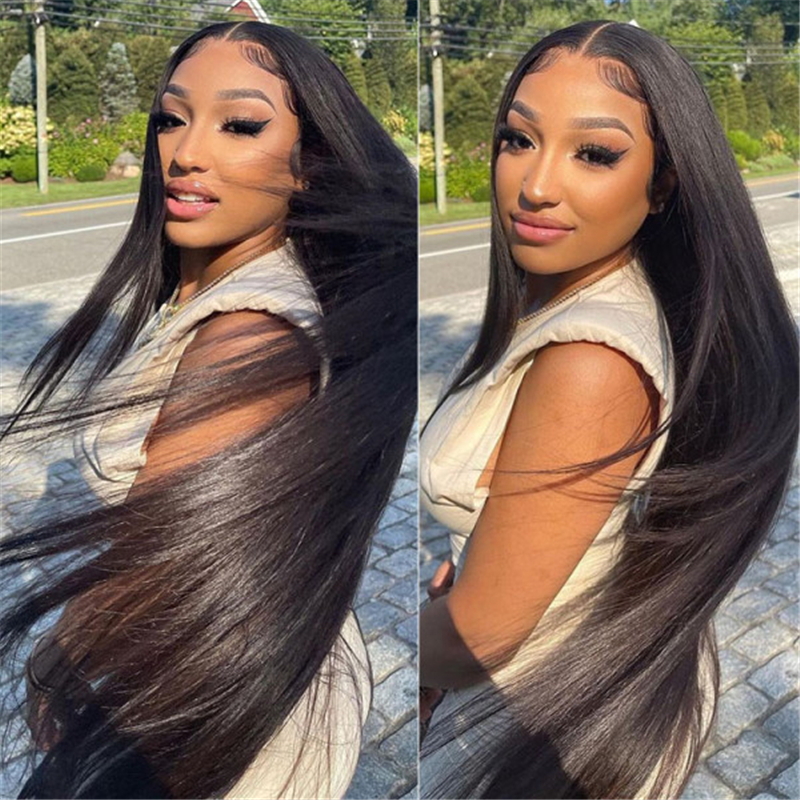 32 34 36 Inch Long Straight 13x4 Transparent Lace Full Frontal Wigs - Image 4