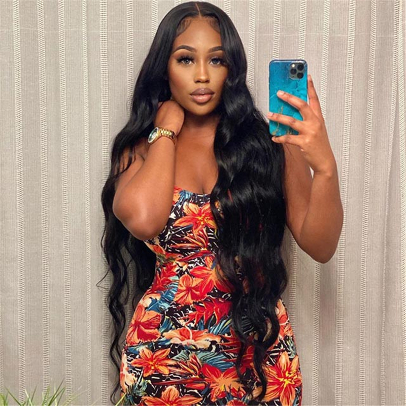 32 34 36 Inch Long Body Wave 13x4 Transparent Lace Full Frontal Wigs - Image 4