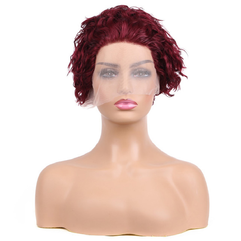Human Hair Curly Wig T Part Pixie Cut Wigs - Image 2