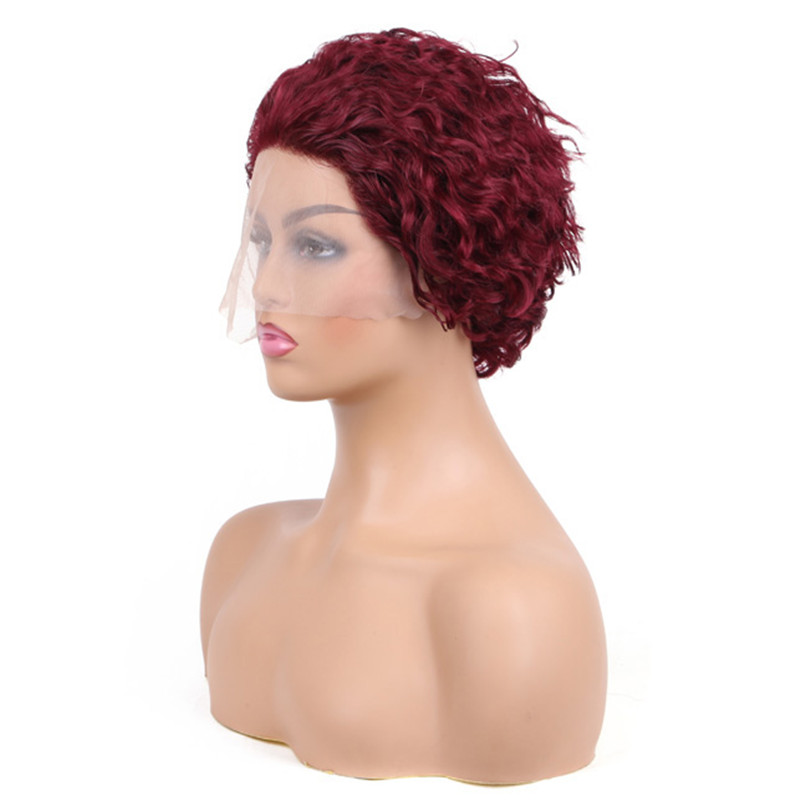 Human Hair Curly Wig T Part Pixie Cut Wigs - Image 4