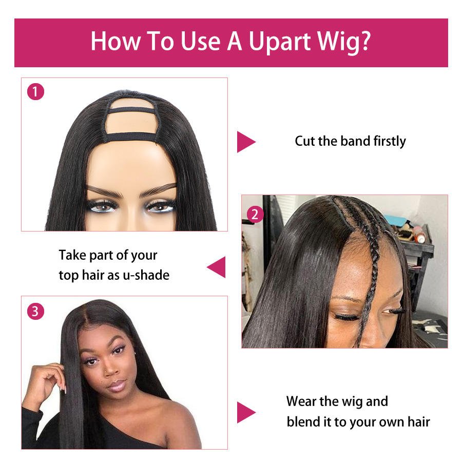 Glueless Deep Wave U Part Wigs 100% Human Hair - Image 3