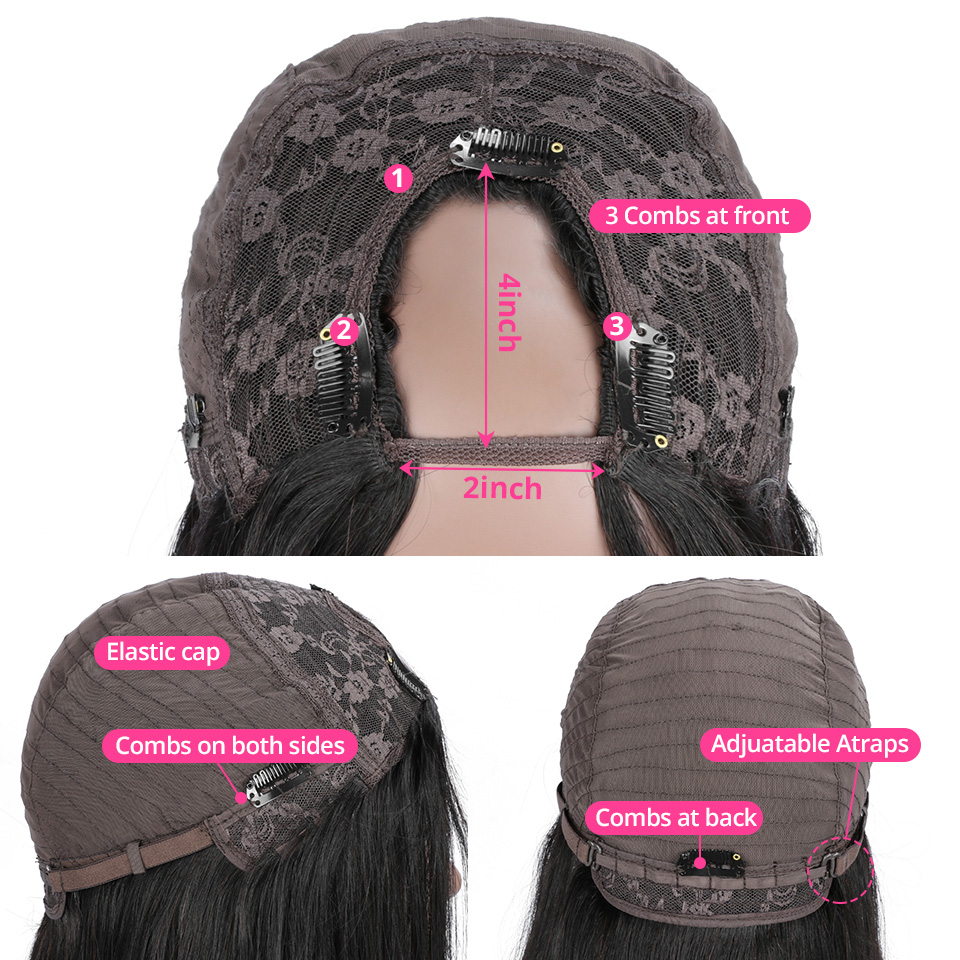 Glueless Deep Wave U Part Wigs 100% Human Hair - Image 4