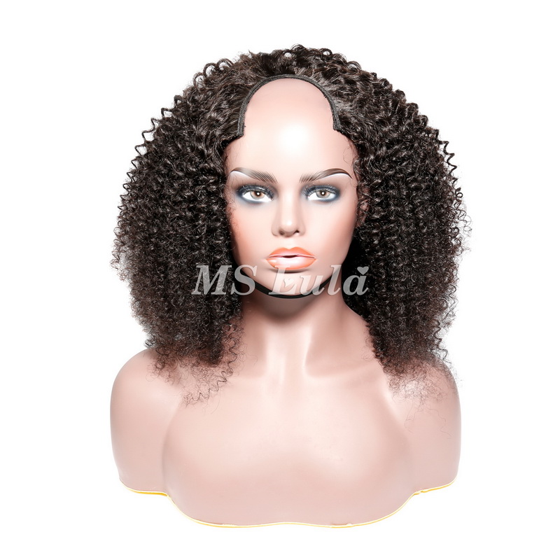 Virgin Human Hair Afro Kinky Curly V Part Wigs - Image 9
