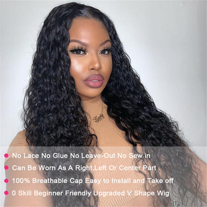 Virgin Human Hair Water Wave V Part Wigs - Image 4