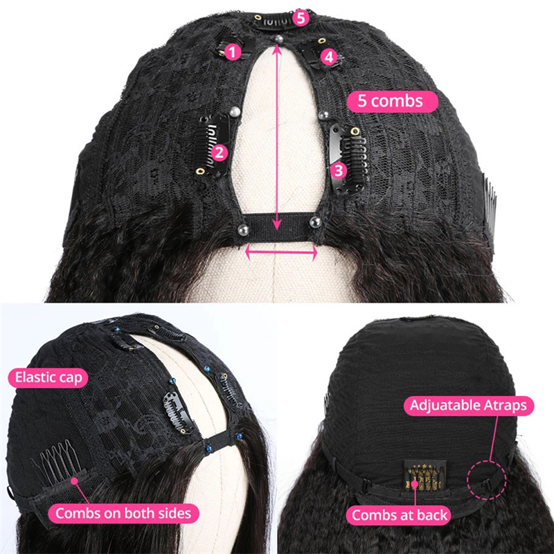 Virgin Human Hair Water Wave V Part Wigs - Image 7